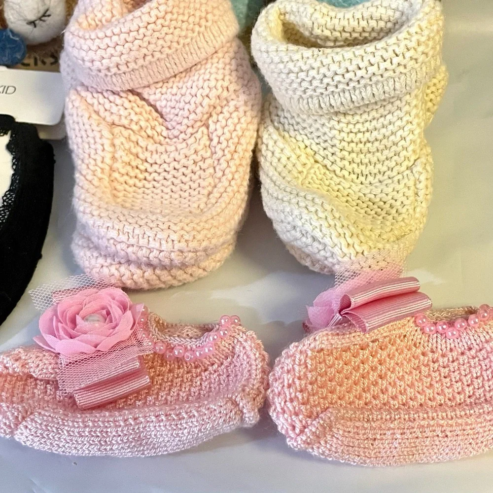 Assorted Baby‎ Booties & Socks - Pink, Blue, Brown, Black